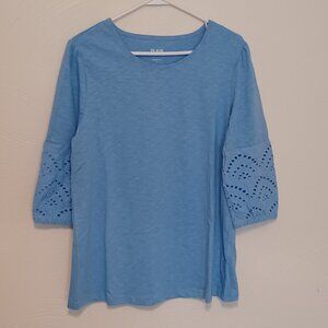 Women's 3/4 Sleeve Top, Blue, Size M, NWOT